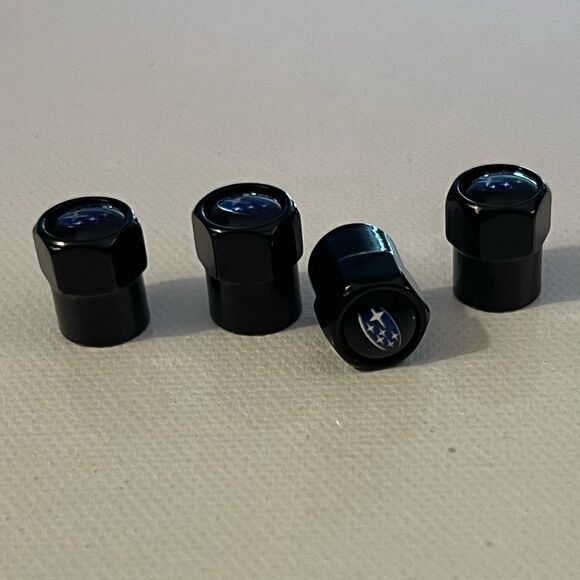 Subaru Valve Stem Caps in Black Set of 4 NWT - Picture 3 of 4